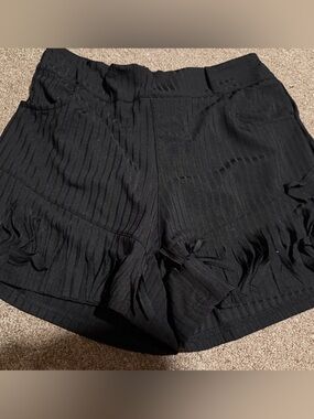 Crazy train small Black Fringe High-Waist Shorts